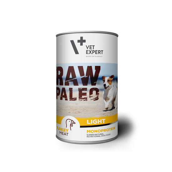 Hrana umeda pentru caini, RAW PALEO Light, conserva monoproteica, curcan, 400 g
