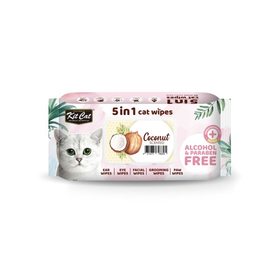 Servetele umede pentru pisici, KIT KAT, 5 in 1, Cocos, 80 buc
