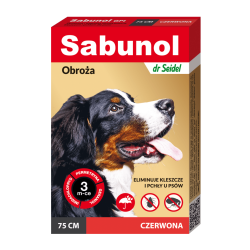 Zgarda antiparazitara caini, SABUNOL DOG GPI, 25-50 kg, rosie, 75 cm