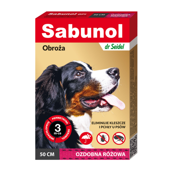 Zgarda antiparazitara caini, SABUNOL DOG GPI, 10-25 kg, roz, 50 cm Zgarda antiparazitara caini, SABUNOL DOG GPI, 10-25 kg, roz, 50 cm