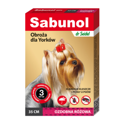 Zgarda antiparazitara caini, SABUNOL DOG GPI, 2-10 kg, roz, 35 cm
