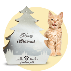 Recompense crocante pentru pisici ROLLS ROCKY Brad de Craciun, silver, 50g
