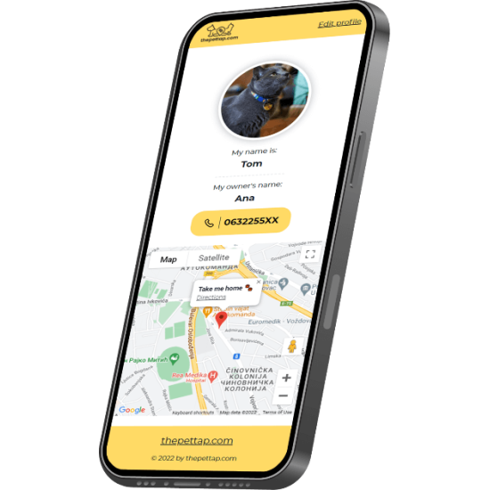 Pandantiv digital cu tehnologie NFC pentru recuperarea animalelor de companie