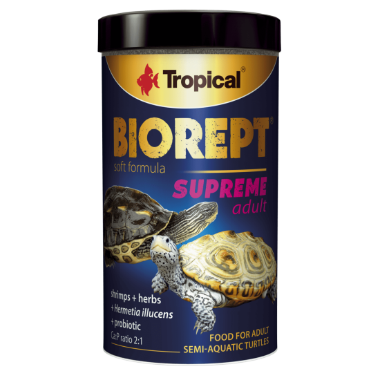 Dieta speciala cu adaos de probiotice pentru testoasele adulte acvatice si semiterestre, Tropical, BIOREPT SUPREME ADULT,TERRARIUM, 28G