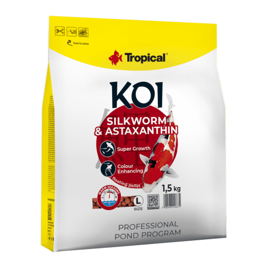 Hrana pentru pesti KOI, TROPICAL Fish, viermi de matase si astaxantina, pellet L-1.5 KG