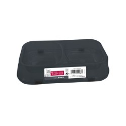 Bol dublu din plastic pentru pisici, M-PETS, 2 x 150 ml