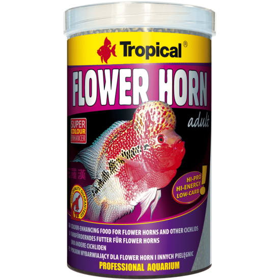 Aliment plutitor pentru ciclidele Flower Horn, adult, TROPICAL Fish-Flower, Pellet 1000ML/380G Aliment plutitor pentru ciclidele Flower Horn, adult, TROPICAL Fish-Flower, Pellet 1000ML/380G