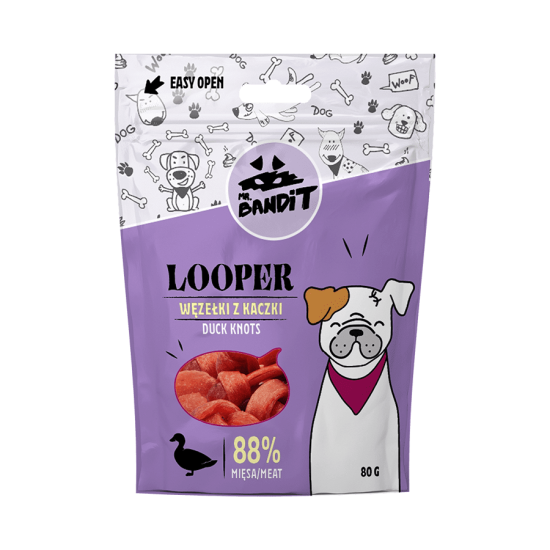 Recompense pentru caini Mr. Bandit LOOPER, rata, 80 g