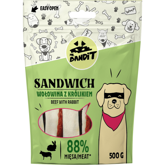 Recompense pentru caini  Mr. Bandit SANDWICH with rabbit 500g