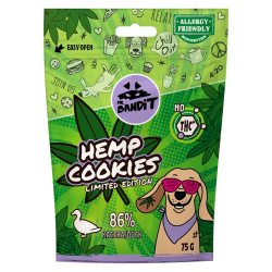 Recompense pentru caini Mr. Bandit HEMP COOKIES, rata, 75 g