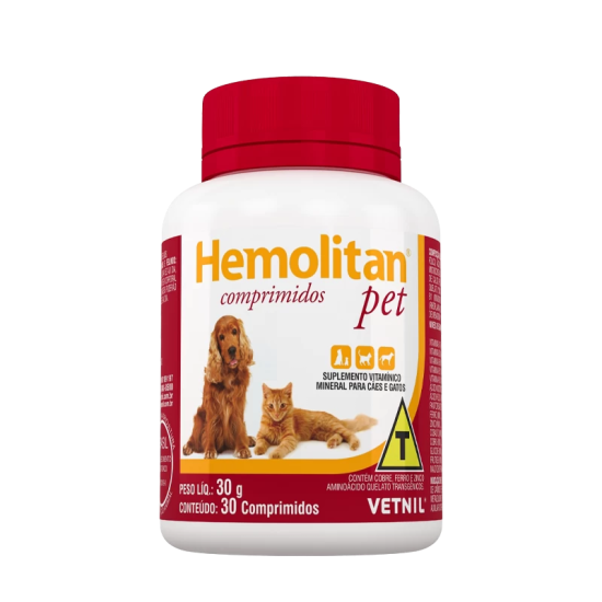 Vitamine și oligoelemente, precursor al metabolismului celular, Hemolitan® Pet, Vetnil, 30 comprimate