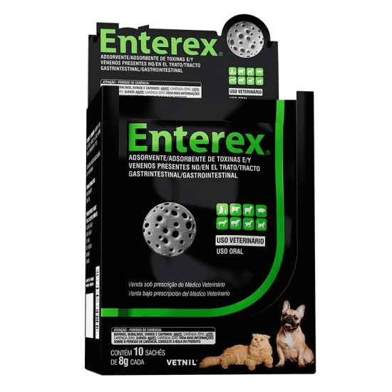 Absorbant al toxinelor și otrăvurilor prezente în tractul gastrointestinal, Enterex®, Vetnil, 10 PLICURI, 8G