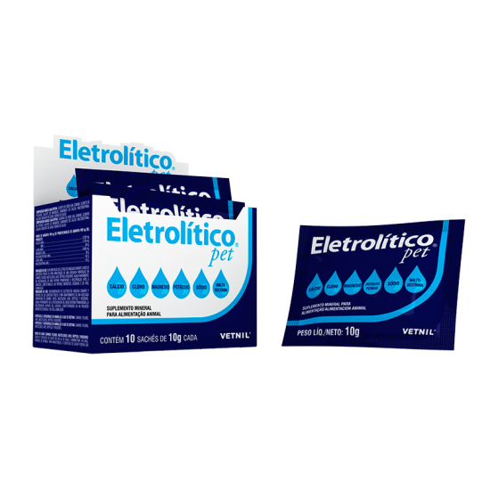 Supliment electrolitic pentru animalele mici, Eletrolítico® Pet , Vetnil, 10 PLICURI *10G Supliment electrolitic pentru animalele mici, Eletrolítico® Pet , Vetnil, 10 PLICURI *10G