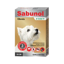 Zgarda antiparazitara pentru caini, SABUNOL DOG GPI REFLECTIVE, gri cu efect reflectorizant, 10-25 kg, 50 cm