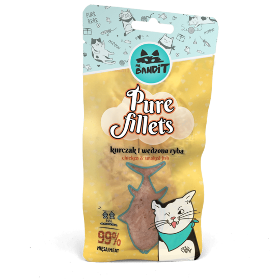 Recompense pentru pisici Mr. Bandit CAT Pure Fillets, pui si peste afumat, 30 g