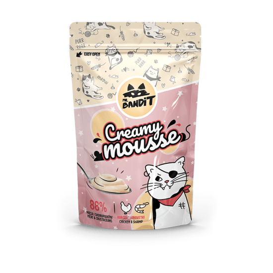 Recompense pentru pisici Mr. Bandit CAT Creamy Mousse, piept de pui si creveti, 60 g