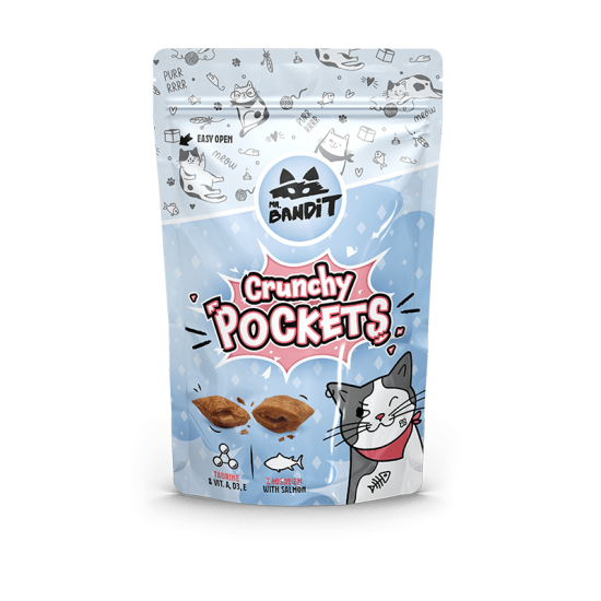Recompense pentru pisici Mr. Bandit CAT Crunchy Pockets, somon, 40 g