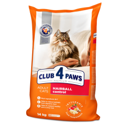 Hrana uscata pentru pisici adulte, cu efect de eliminare a ghemotoacelor de blana, CLUB 4 PAWS PREMIUM, 14 kg