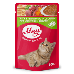 Hrana umeda pentru pisici adulte, My Love, vitel si legume in jeleu, 100g