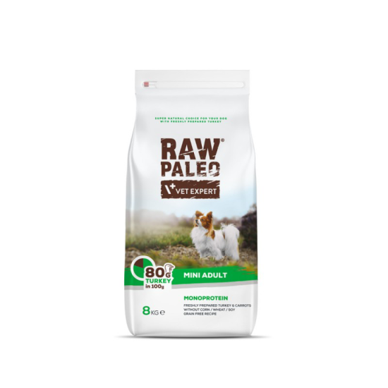 Hrana uscata, RAW PALEO CURCAN, adult, rase mici, 8 kg Hrana uscata, RAW PALEO CURCAN, adult, rase mici, 8 kg