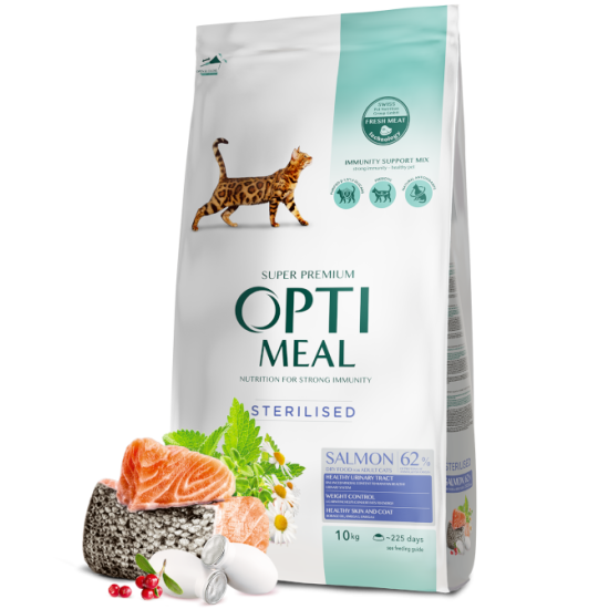 Hrana uscata pentru pisici sterilizate, Super Premium OPTIMEAL DRY FOOD, somon, 10 kg Hrana uscata pentru pisici sterilizate, Super Premium OPTIMEAL DRY FOOD, somon, 10 kg