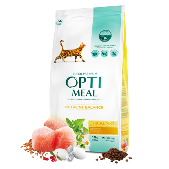 Hrana uscata pentru pisici adulte, Super Premium OPTIMEAL DRY FOOD, pui, 10 kg Hrana uscata pentru pisici adulte, Super Premium OPTIMEAL DRY FOOD, pui, 10 kg