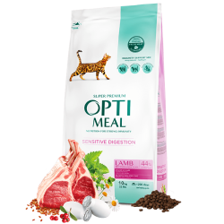 Hrana uscata pentru pisici adulte cu digestie sensibila, Super Premium OPTIMEAL DRY FOOD, miel, 10 kg