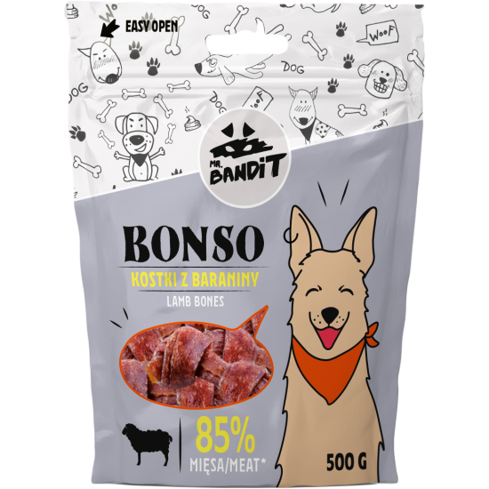 Recompense pentru caini Mr. Bandit BONSO, oase de miel, 500g Recompense pentru caini Mr. Bandit BONSO, oase de miel, 500g