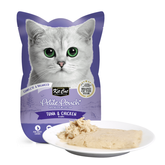Hrana umeda pentru pisici 100% holistica, Kit Cat Petite Pouch, ton si pui, 24 plicuri x 70g