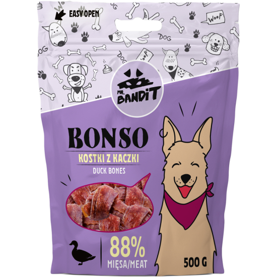 Recompense pentru caini Mr. Bandit BONSO, oase de rata, 500g Recompense pentru caini Mr. Bandit BONSO, oase de rata, 500g
