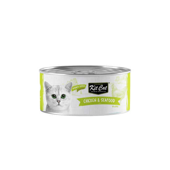 Hrana umeda pentru pisici Kit Cat Pui fără Oase & Toppinguri de Fructe de Mare, 80g