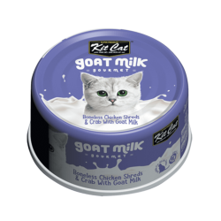 Hrana umeda pentru pisici, Kit Cat Goat Milk Gourmet,File de Pui Fara Oase & Crab cu Lapte de Capra, 70g