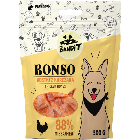 Recompense pentru caini Mr. Bandit BONSO, oase de pui, 500g