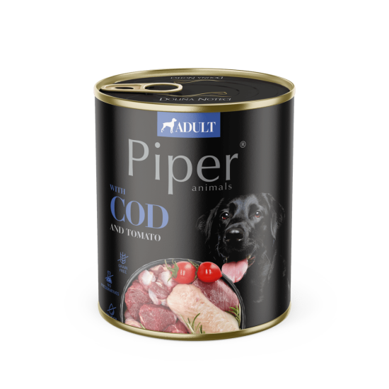 Hrana umeda pentru caini PIPER DOG, cod si tomate, 800g Hrana umeda pentru caini PIPER DOG, cod si tomate, 800g