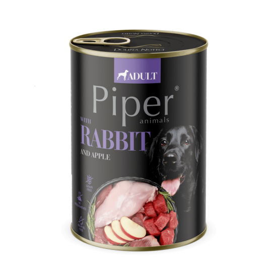 Hrana umeda pentru caini PIPER DOG, iepure si mar, 400g Hrana umeda pentru caini PIPER DOG, iepure si mar, 400g