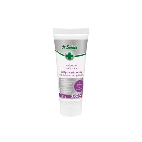 Pasta DEO cu pătrunjel, pentru sănătatea dinților și gingiilor, caini, pisici si dihori, DR. SEIDEL, 105 g Pasta DEO cu pătrunjel, pentru sănătatea dinților și gingiilor, caini, pisici si dihori, DR. SEIDEL, 105 g