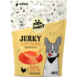 Recompense pentru caini Mr. Bandit JERKY, pui, 500g