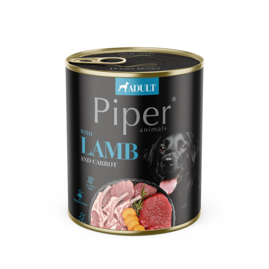 Hrana umeda pentru caini PIPER DOG, miel si morcov, 800g Hrana umeda pentru caini PIPER DOG, miel si morcov, 800g