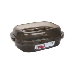 Litiera pentru pisici din plastic cu margine de protectie, ALEXANDRIA M-PETS, 46x40x18 cm, alb