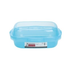 Litiera pentru pisici din plastic cu margine de protectie, ALEXANDRIA M-PETS, 46x40x18 cm, albastru