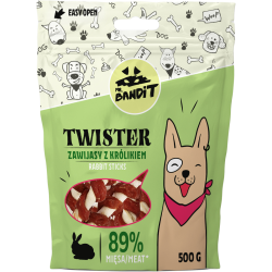 Recompense pentru caini Mr. Bandit TWISTER,iepure, 500g