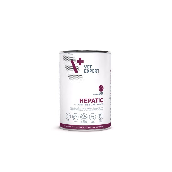 Dieta veterinara umeda HEPATIC DOG 4T, Vet Expert, 400 gr