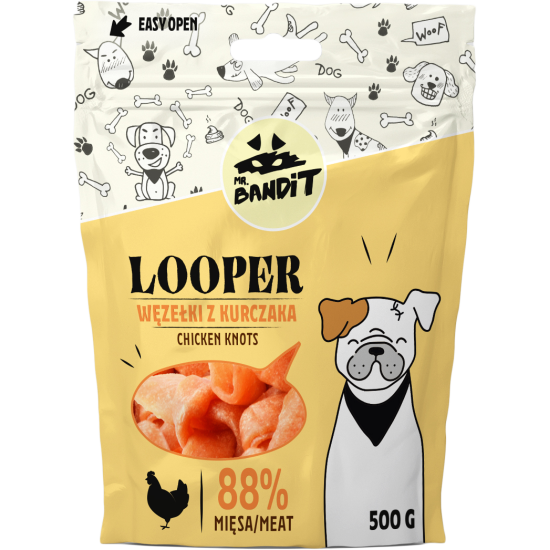 Recompense pentru caini Mr. Bandit LOOPER, pui, 500g