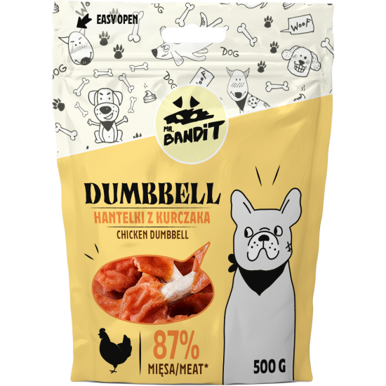 Recompense pentru caini Mr. Bandit DUMBBELL, pui, 500g Recompense pentru caini Mr. Bandit DUMBBELL, pui, 500g