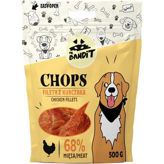 Recompense pentru caini Mr. Bandit CHOPS, pui, 500g