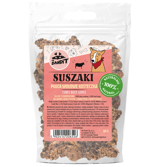 Recompense pentru caini Mr. Bandit, cuburi plaman de vita, 80g