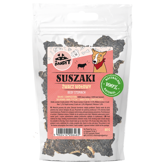 Recompense pentru caini Mr. Bandit, burta de vita, 80g