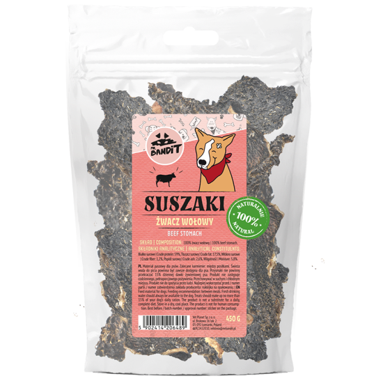 Recompense pentru caini Mr. Bandit, burta de vita, 450g