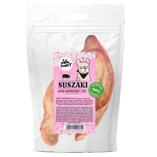 Recompense pentru caini Mr. Bandit, urechi de porc, 1 buc