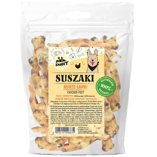 Recompense pentru caini Mr. Bandit, gheare de pui, 1 kg